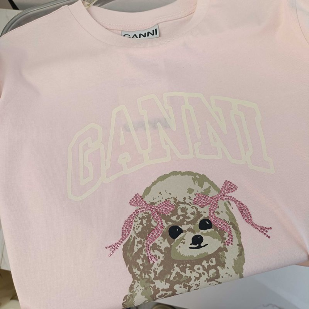 Ganni Pink Short Sleeve Tee View 5